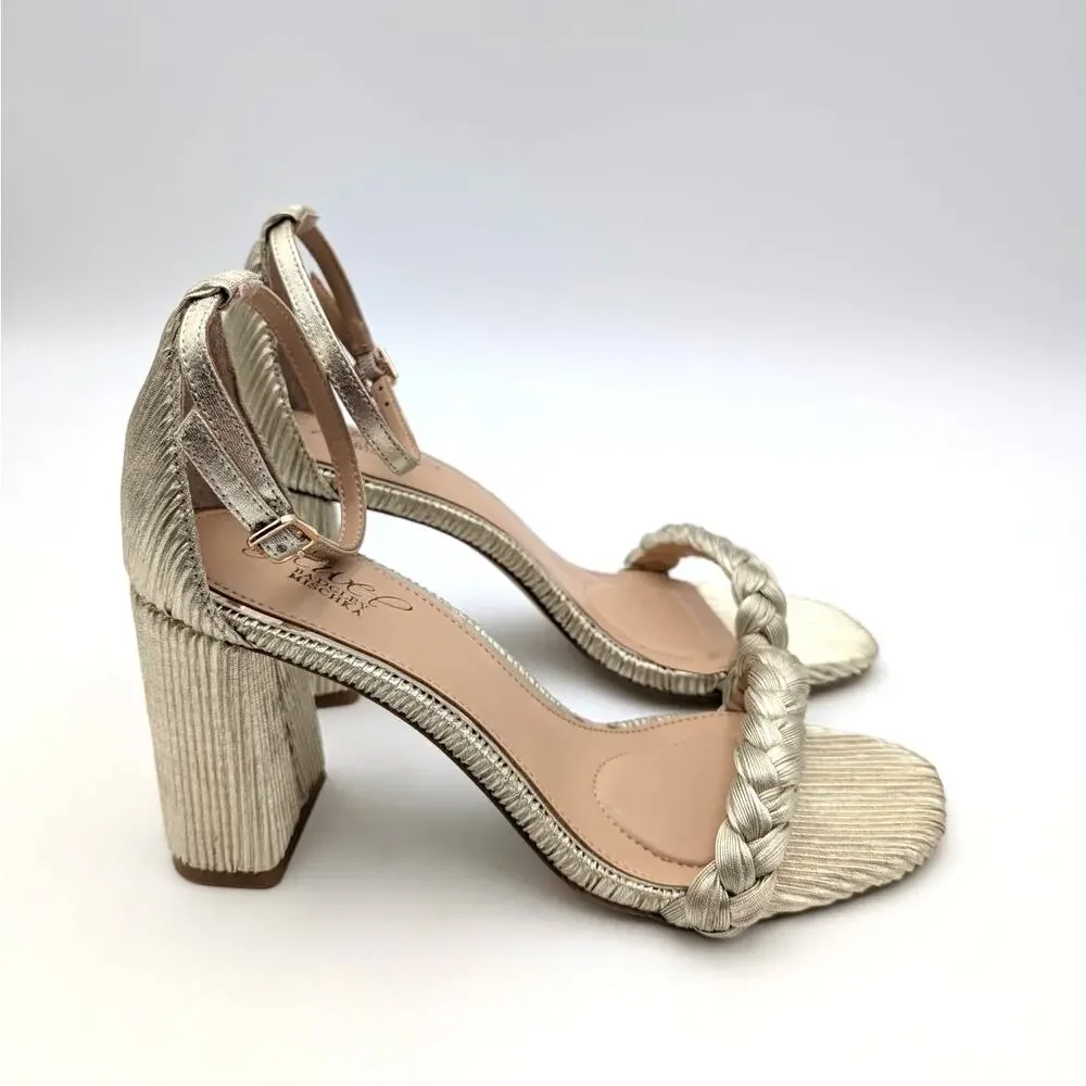 Jewel Badgley Mischka Shea Ankle Strap Sandals Champagne Gold Size US9 EU39.5 - Picture 3 of 10